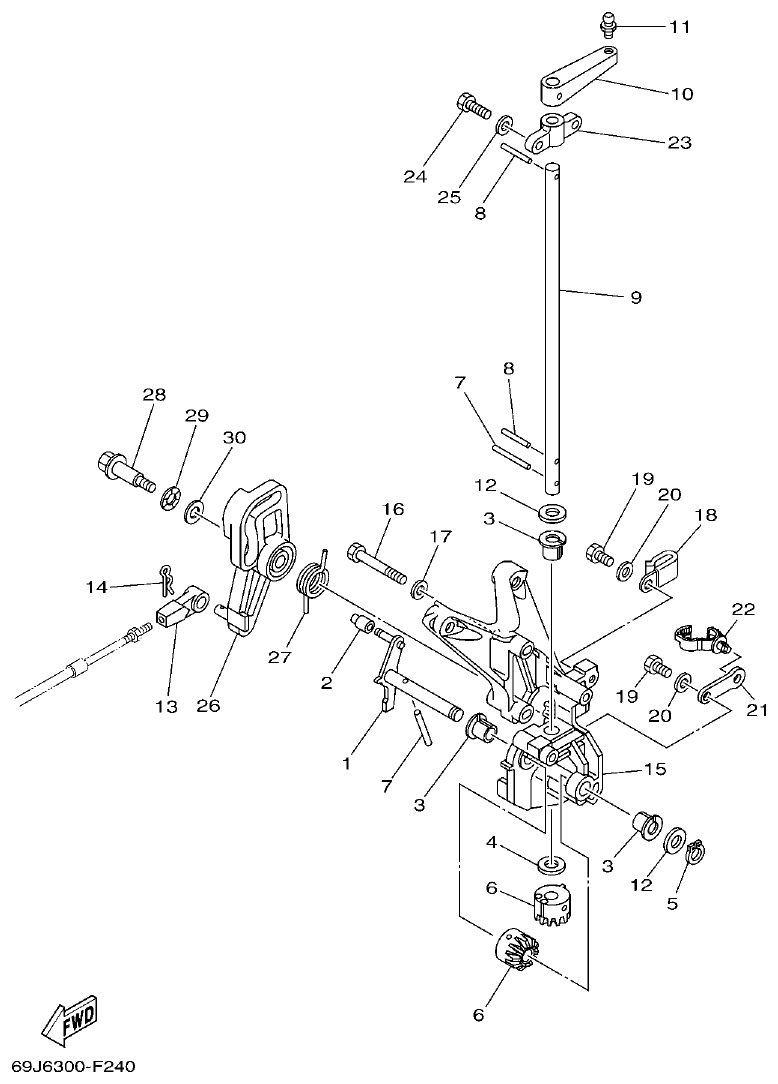 Yamaha F200BET, FL200BET CONTROL 2 parts diagram